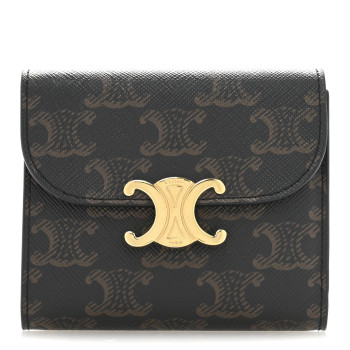 CELINE Triomphe Canvas Small Triomphe Wallet Tan CELINE Triomphe Canvas Small Triomphe Wallet Tan