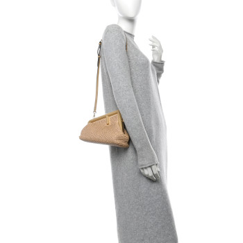 FENDI Raffia Nappa Macrame Small Fendi First Natural Sahara