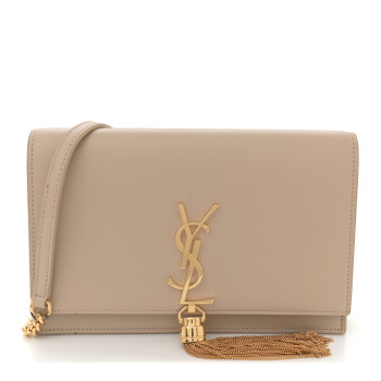 SAINT LAURENT Calfskin Small Classic Monogram Kate Tassel Satchel Nude Powder SAINT LAURENT Calfskin Small Classic Monogram Kate Tassel Satchel Nude Powder