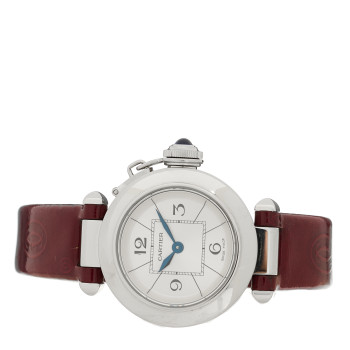 CARTIER Stainless Steel Patent 27mm Miss Pasha Quartz Watch Red