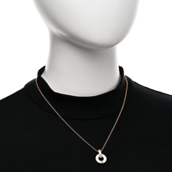 BULGARI 18K Rose Gold Diamond Mother of Pearl Openwork Pendant Necklace BULGARI 18K Rose Gold Diamond Mother of Pearl Openwork Pendant Necklace