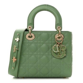 CHRISTIAN DIOR Lambskin Cannage Small My ABCDior Lady Dior Green