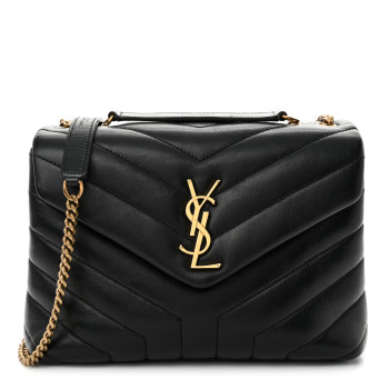 SAINT LAURENT Calfskin Y Quilted Monogram Small Loulou Chain Satchel Black SAINT LAURENT Calfskin Y Quilted Monogram Small Loulou Chain Satchel Black