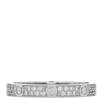 CARTIER 18K White Gold Diamond 2.6mm LOVE Paved Band Ring 51 5.75
