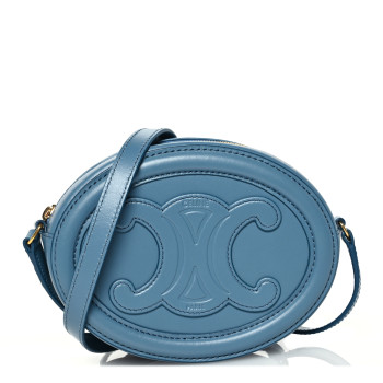 CELINE Smooth Calfskin Cuir Small Triomphe Oval Crossbody Purse Denim CELINE Smooth Calfskin Cuir Small Triomphe Oval Crossbody Purse Denim