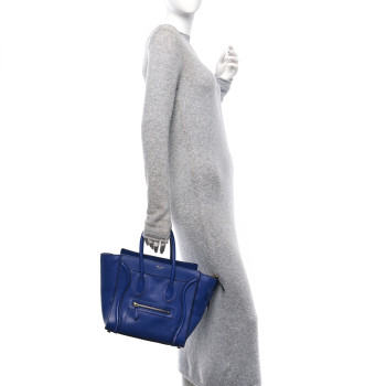 CELINE Drummed Calfskin Micro Luggage Indigo CELINE Drummed Calfskin Micro Luggage Indigo