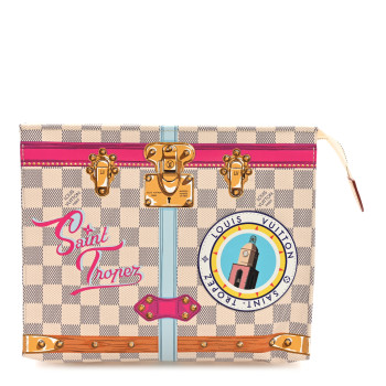 LOUIS VUITTON Damier Azur Summer Trunks Saint Tropez Toiletry Pouch 26 LOUIS VUITTON Damier Azur Summer Trunks Saint Tropez Toiletry Pouch 26