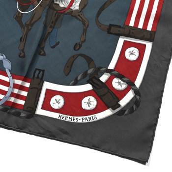 HERMES Silk Ronds De Marche Scarf 90 Petrole Rouge Vert Gris Anthracite HERMES Silk Ronds De Marche Scarf 90 Petrole Rouge Vert Gris Anthracite