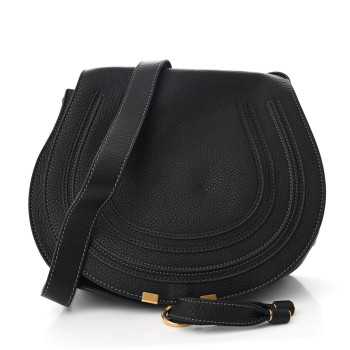 CHLOE Calfskin Medium Marcie Round Crossbody Bag Black CHLOE Calfskin Medium Marcie Round Crossbody Bag Black