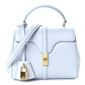 CELINE Satinated Calfskin Mini 16 Top Handle Bag Pale Blue CELINE Satinated Calfskin Mini 16 Top Handle Bag Pale Blue