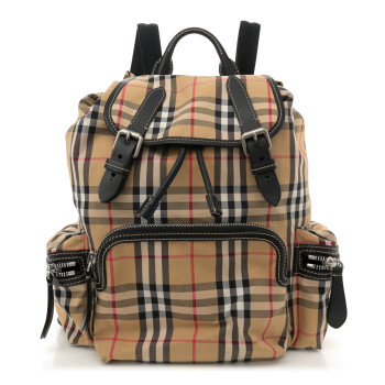 BURBERRY Nylon Vintage Check Medium Rucksack Backpack Antique Yellow