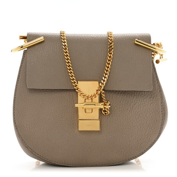 CHLOE Grained Lambskin Mini Drew Shoulder Bag Motty Grey CHLOE Grained Lambskin Mini Drew Shoulder Bag Motty Grey