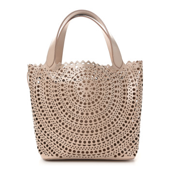 ALAIA Calfskin Laser Cut Tote Sable