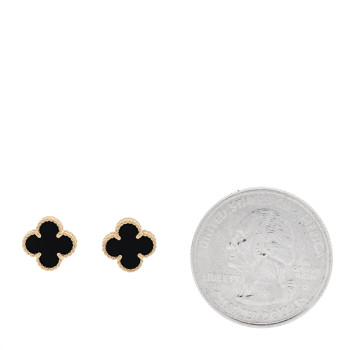 VAN CLEEF & ARPELS 18K Yellow Gold Black Onyx Sweet Alhambra Earrings