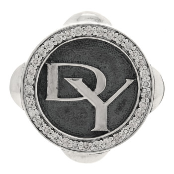 DAVID YURMAN Sterling Silver Diamond DY Logo Brooch Pin DAVID YURMAN Sterling Silver Diamond DY Logo Brooch Pin