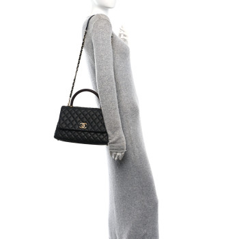 CHANEL Caviar Lizard Embossed Quilted Small Coco Handle Flap Black CHANEL Caviar Lizard Embossed Quilted Small Coco Handle Flap Black