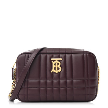 BURBERRY Calfskin Quilted Small Lola Camera Bag Deep Maroon
