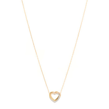 CARTIER 18K Pink Yellow White Gold Diamond Trinity Heart Paved Pendant Necklace