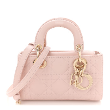 CHRISTIAN DIOR Lambskin Cannage Micro Lady D-Joy Powder Pink