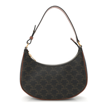 CELINE Triomphe Canvas Calfskin Ava Shoulder Bag Tan CELINE Triomphe Canvas Calfskin Ava Shoulder Bag Tan