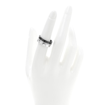 CARTIER 18K White Gold Diamond Ceramic LOVE Ring Set 54 6.75