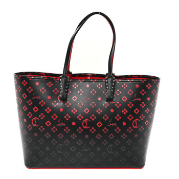 CHRISTIAN LOUBOUTIN Perforated Calfskin Degrade Loubinthesky East West Cabata Tote Black Red CHRISTIAN LOUBOUTIN Perforated Calfskin Degrade Loubinthesky East West Cabata Tote Black Red
