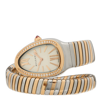 BULGARI Stainless Steel 18K Rose Gold Diamond Bezel 35mm Serpenti Tubogas Quartz Watch BULGARI Stainless Steel 18K Rose Gold Diamond Bezel 35mm Serpenti Tubogas Quartz Watch