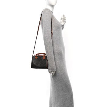 CELINE Triomphe Canvas Calfskin Small Boston Bag Tan CELINE Triomphe Canvas Calfskin Small Boston Bag Tan