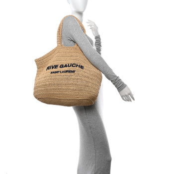 SAINT LAURENT Raffia Rive Gauche Tote Natural SAINT LAURENT Raffia Rive Gauche Tote Natural