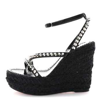 CHRISTIAN LOUBOUTIN Patent Mafaldina 120 Wedge Sandals 35 Black CHRISTIAN LOUBOUTIN Patent Mafaldina 120 Wedge Sandals 35 Black