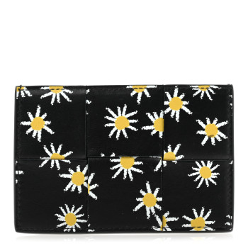 BOTTEGA VENETA Nappa Maxi Intrecciato Daisy Print Card Holder Black BOTTEGA VENETA Nappa Maxi Intrecciato Daisy Print Card Holder Black