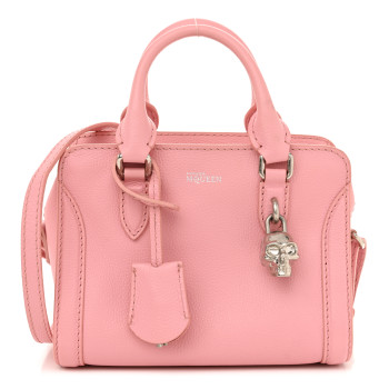 ALEXANDER MCQUEEN Pebbled Calfskin Mini Skull Padlock Zip Around Tote Petal ALEXANDER MCQUEEN Pebbled Calfskin Mini Skull Padlock Zip Around Tote Petal