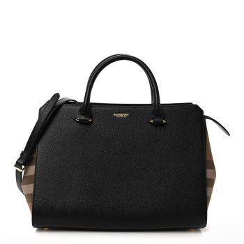 BURBERRY Calfskin Mega Check Small Banwell Tote Black