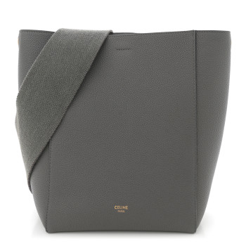 CELINE Soft Grained Calfskin Small Sangle Bucket Bag Kohl CELINE Soft Grained Calfskin Small Sangle Bucket Bag Kohl