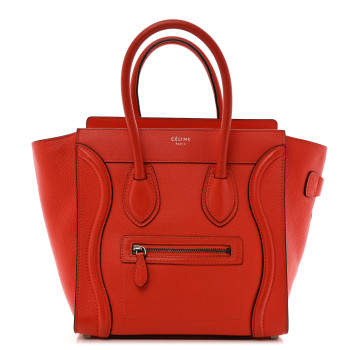 CELINE Pebbled Calfskin Micro Luggage Vermillion CELINE Pebbled Calfskin Micro Luggage Vermillion