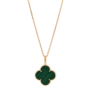 VAN CLEEF & ARPELS 18K Yellow Gold Malachite Magic Alhambra Pendant Necklace