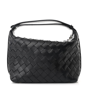 BOTTEGA VENETA Calfskin Nappa Intrecciato Mini Wallace Black BOTTEGA VENETA Calfskin Nappa Intrecciato Mini Wallace Black