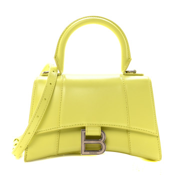 BALENCIAGA Shiny Box Calfskin Hourglass Top Handle Bag XS Lime