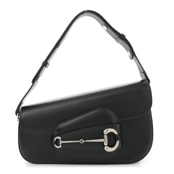 GUCCI Azalea Calfskin Small Horsebit 1955 Asymmetric Shoulder Bag Black