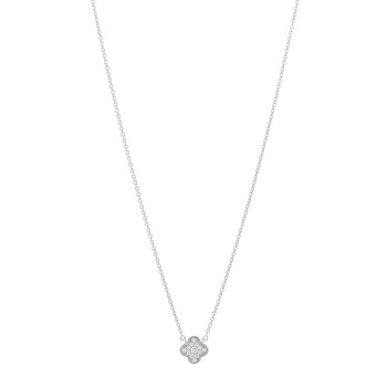 VAN CLEEF & ARPELS 18K White Gold Diamond Pure Alhambra Pendant Necklace
