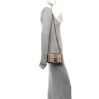 BURBERRY Calfskin Boucle Check Mini Lola Chain Bag Archive Beige