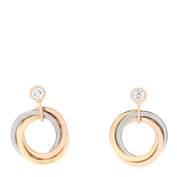 CARTIER 18K Pink Yellow White Gold Diamond Trinity Drop Earrings