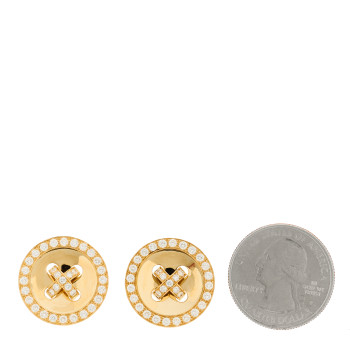 VAN CLEEF & ARPELS 18K Yellow Gold Diamond Button Clip On Earrings