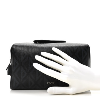 CHRISTIAN DIOR Canvas CD Diamond Lingot Toiletry Pouch Black