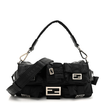 FENDI Econyl Cuoio Romano Multipocket Baguette Black