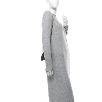 BALENCIAGA Shiny Calfskin Crocodile Embossed Hourglass Top Handle Bag Mini with Chain Black