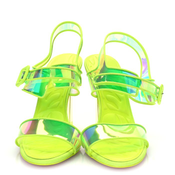 CHRISTIAN LOUBOUTIN Iridescent PVC Loubi Duniss 100 Slingback Sandals 36 Fluo Yellow CHRISTIAN LOUBOUTIN Iridescent PVC Loubi Duniss 100 Slingback Sandals 36 Fluo Yellow