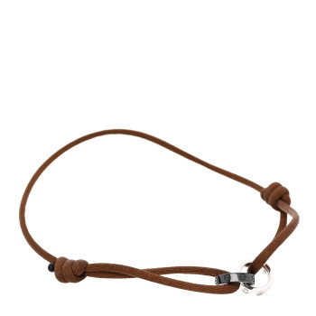 CARTIER 18K White Gold Ceramic 4 Diamond LOVE Cord Bracelet Brown