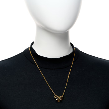 CHANEL Metal Lambskin Chain CC Bow Necklace Black Gold CHANEL Metal Lambskin Chain CC Bow Necklace Black Gold