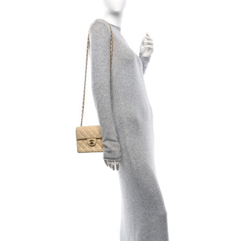 CHANEL Lambskin Quilted Mini Square Flap Beige CHANEL Lambskin Quilted Mini Square Flap Beige